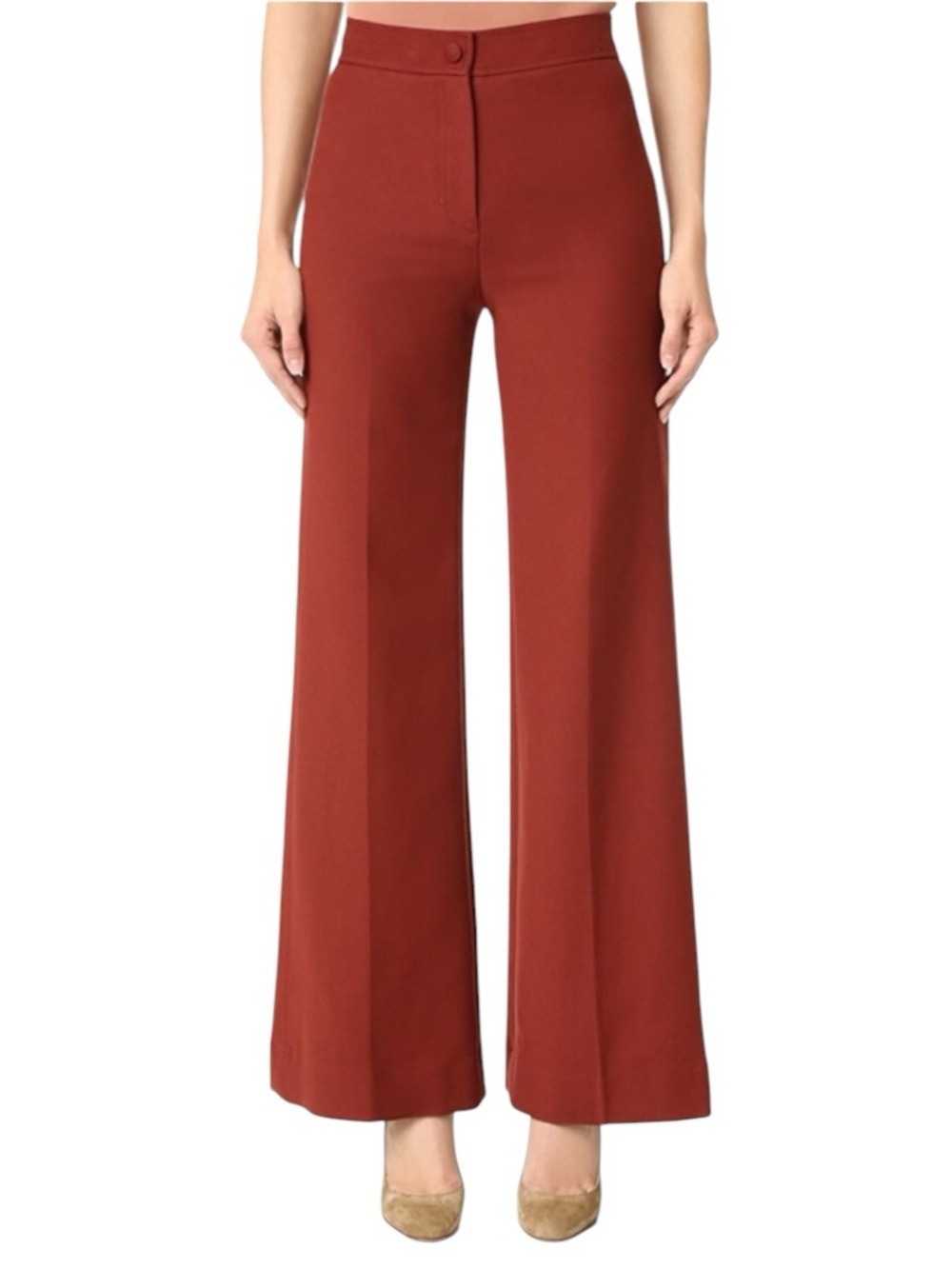 HELMUT LANG High Waisted Wide Leg Pants in Rust Brown Cherry Size 6